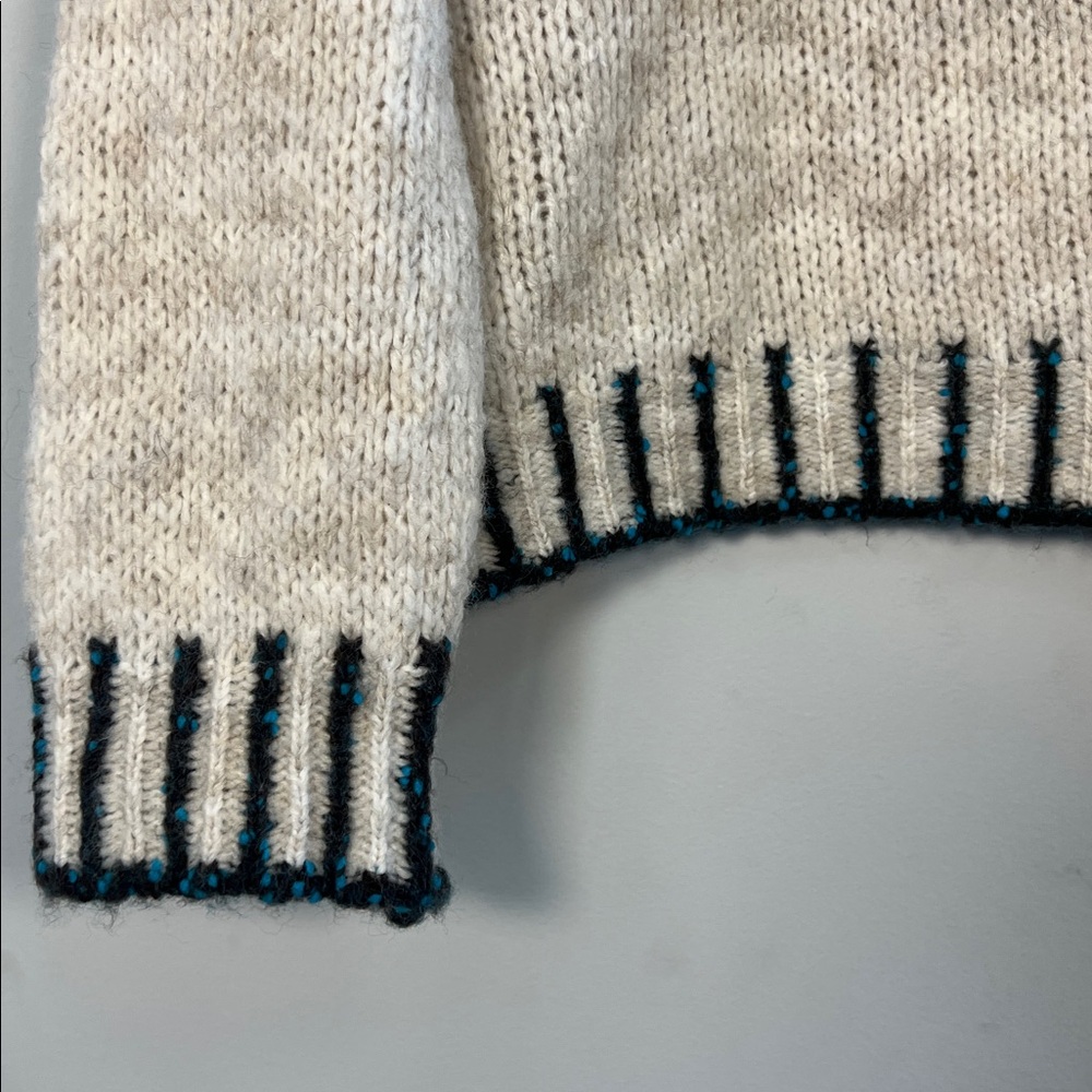 Womens Cream Cowl Neck Sweater with Dark Trim - Picture 3 of 6